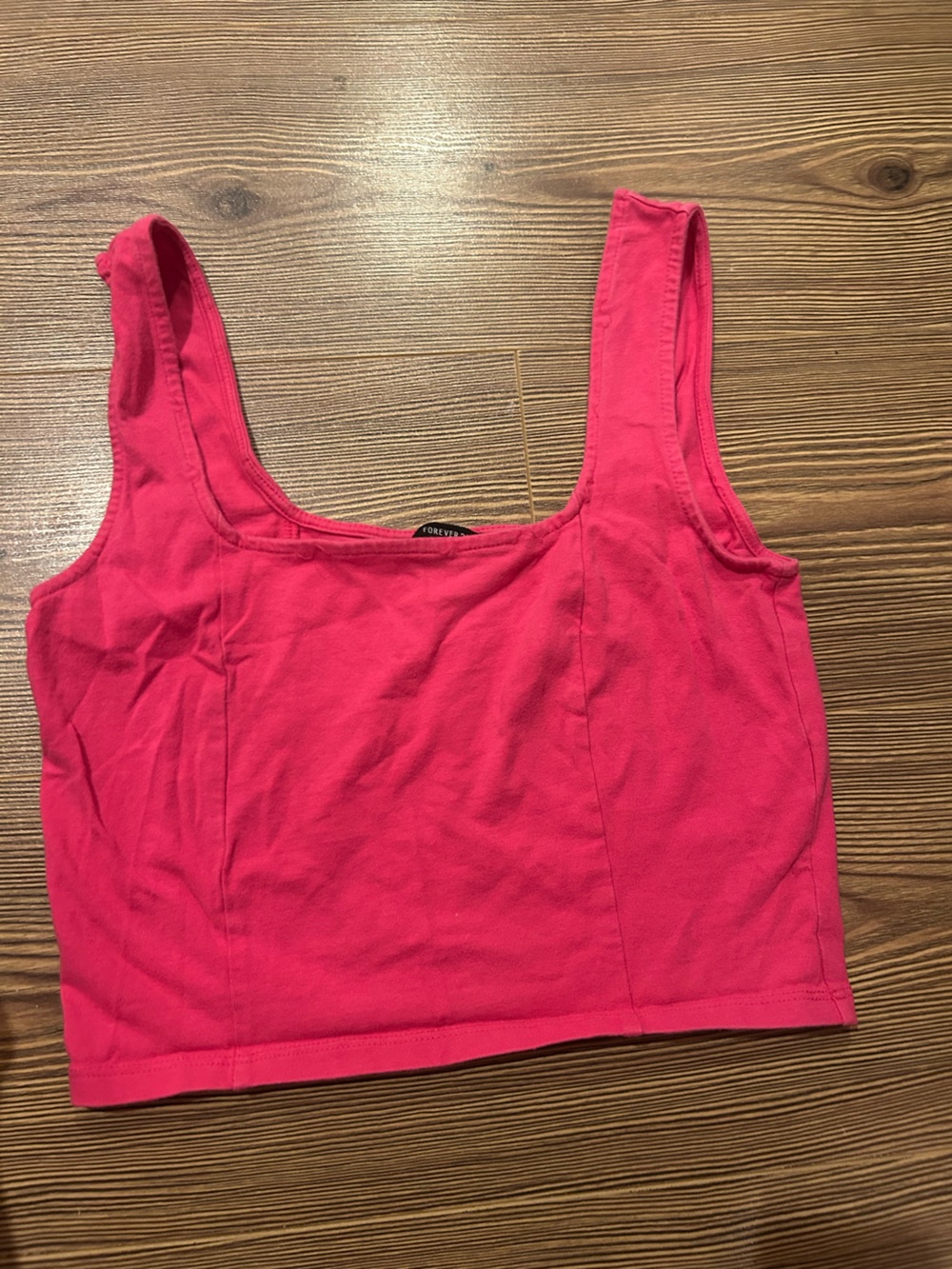 Forever 21 Hot Pink Square-Neck Crop Tank